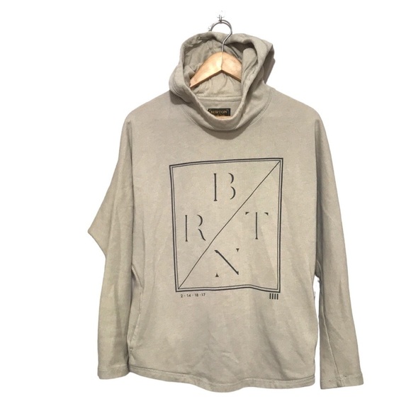 BURTON pullover graphic hoodie sweatshirt size XS oversized beige - Picture 1 of 11
